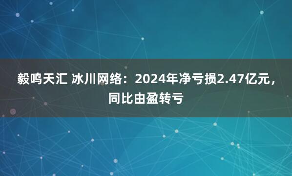 毅鸣天汇 冰川网络：2024年净亏损2.47亿元，同比由盈转亏