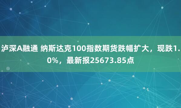 泸深A融通 纳斯达克100指数期货跌幅扩大，现跌1.0%，最新报25673.85点